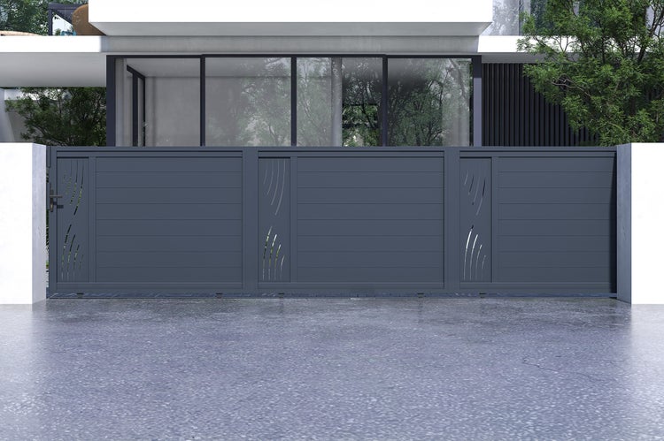 Schiebetor 6m VELETA H.140cm Aluminium + RANGER C300 Motorisierung