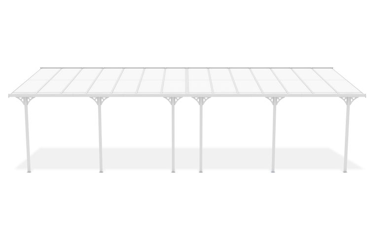 Angebaute Pergola/Carport 27m² KLEO 900L300 Aluminium Weiß