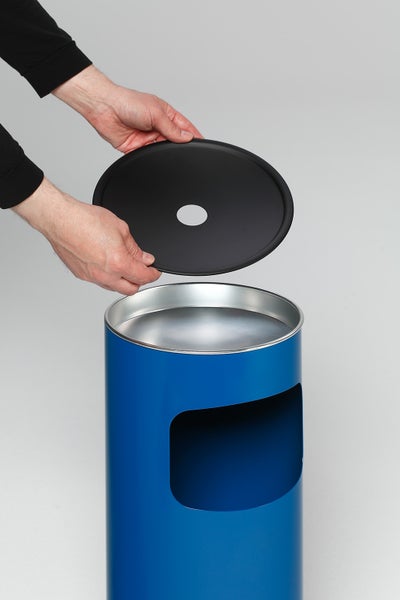 PROREGAL Klassischer Runder Kombiascher HxBxT 61 x 25 x 25 cm Verzinkter Stahl Blau
