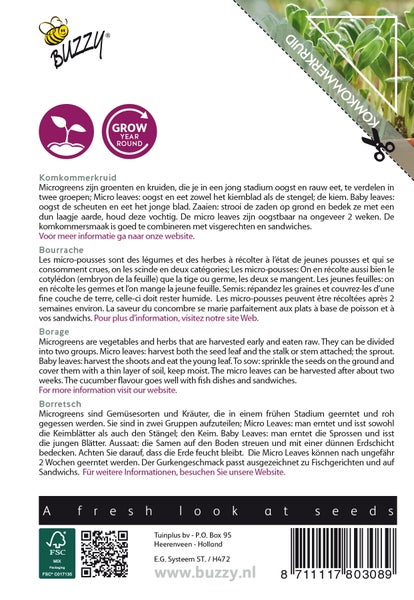 Buzzy Komkommerkruid Verpackung