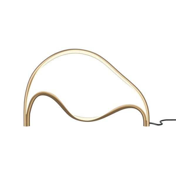 Goldfarbene LED Tischleuchte mit geschwungenem Design