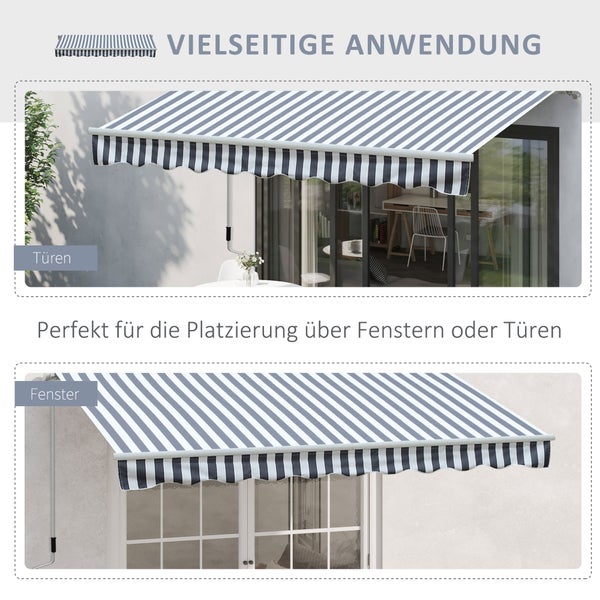 Outsunny Markise, Gelenkarmmarkise, 2,95 x 2,45 m, Alu, Grau,Weiß