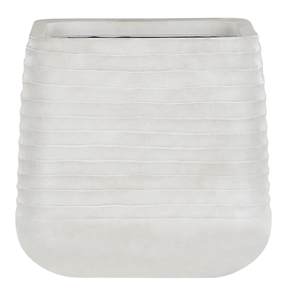 Vierckiger Pflanzkübel mit horizontaler Rillenstruktur