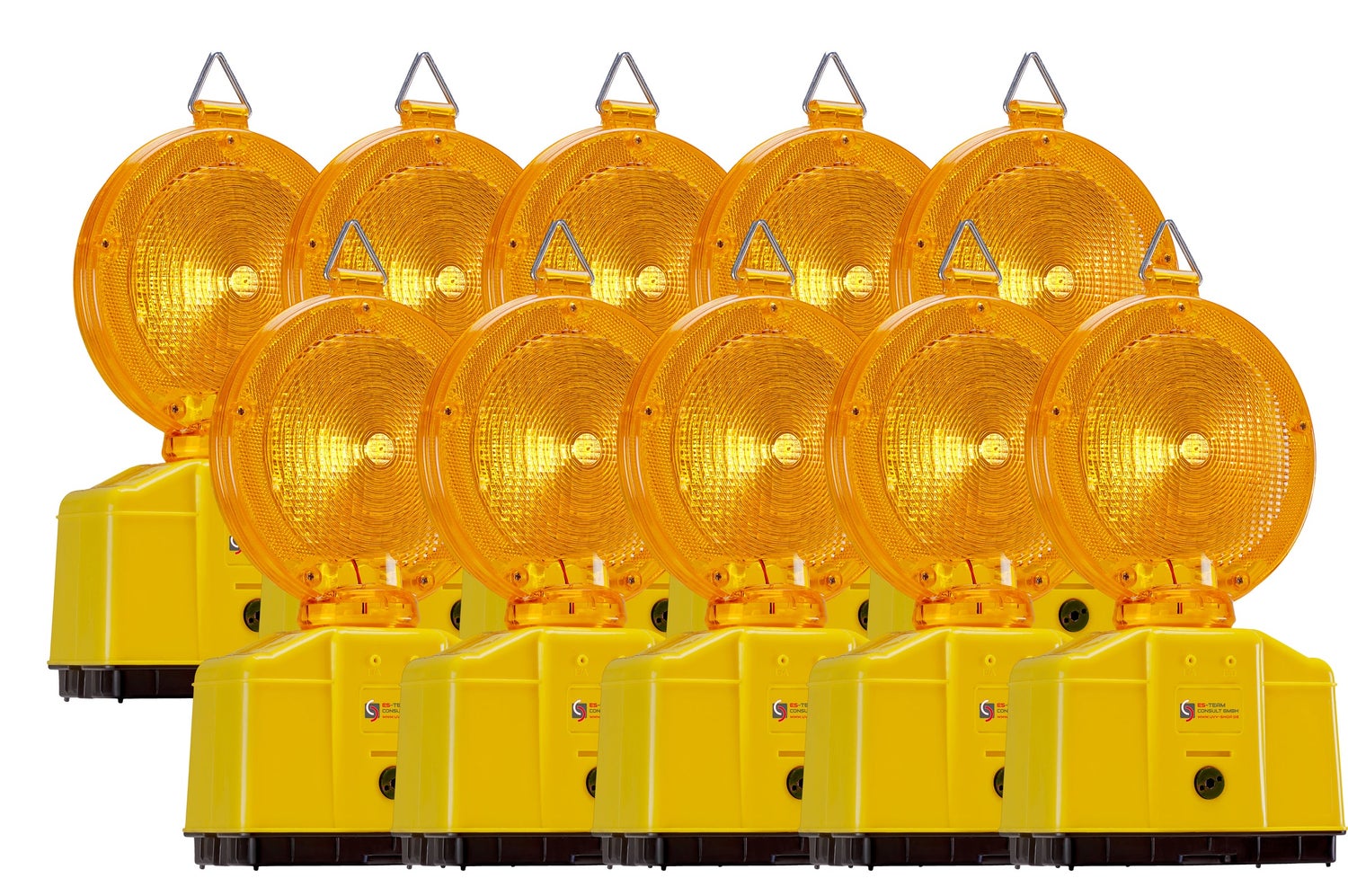UvV 10 x LED Baustellenleuchte Warnleuchte gelb Sparpreis Set ohne Batterien