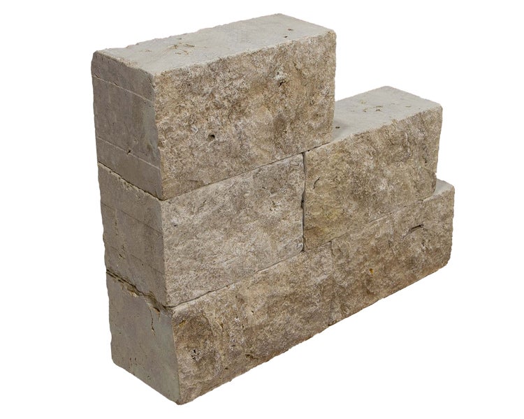 Wohnrausch Naturstein Mauersteine Travertin BROWN, spaltrau, getrommelt, braun, L 15-50, B 18-20, H 22,5 cm, 1 qm