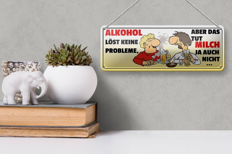 Blechschild Spruch 27x10cm löst keine Probleme Dekoration