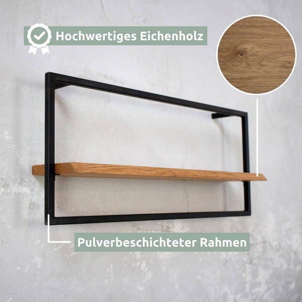 holz4home Wandregal Long in Schwarz Gerahmt von holz4home® Natur ohne Baumkante