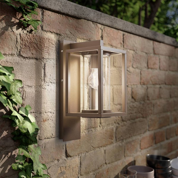 Lucande Wandleuchte außen Ferda (spritzwassergeschützt (Modern) in Braun aus Aluminium (1 flammig, E27) - Außenwandleuchten Wandlampe Led Außenlampe Outdoor für Außenwand/Hauswand Haus
