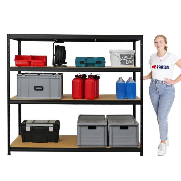 PROREGAL Mega Deal 2x Schwerlastregal Giant Elephant HxBxT 160 x 180 x 60cm Fachlast 200kg Schwarz