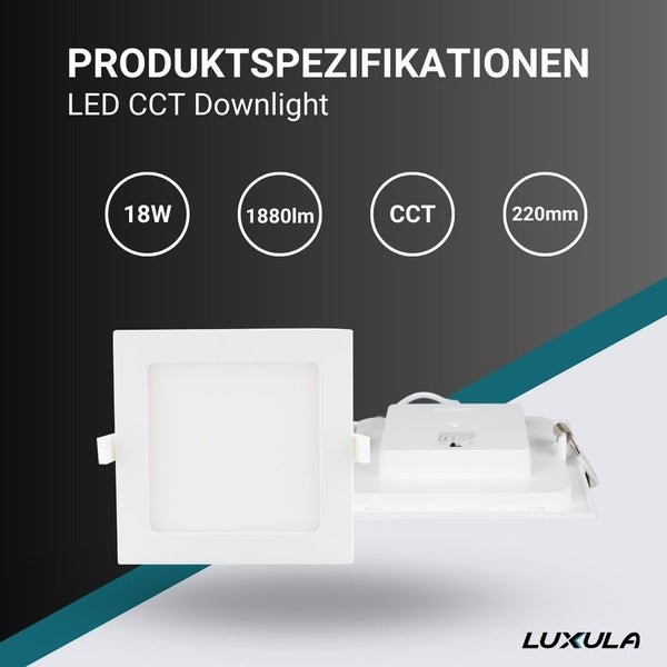 LED CCT Downlight mit Produktinformationen