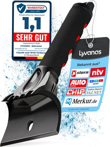 LYVANAS Eiskratzer Auto TESTSIEGER 2025* - Ergonomischer Profi Scheibenkratzer Auto schnell & stark - Effizienter & sicherer Schneekratzer Auto aus Premium ABS - Kratzer Auto Zubehör schont langlebig