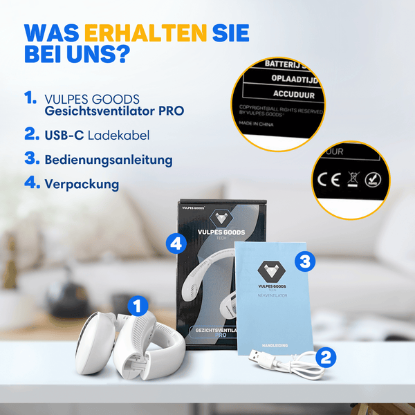Vulpes Goods Nackenventilator - Mini Ventilator - Tragbarer Gesichtslüfter - USB aufladbar - Wiederaufladbar - 3 Stufen