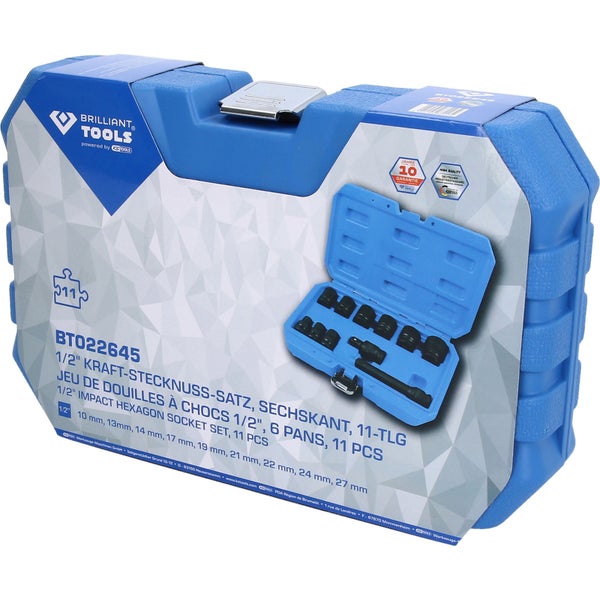 BRILLIANT TOOLS 1/2 Kraft-Stecknuss-Satz Sechskant 11tlg. kurz - BT022645