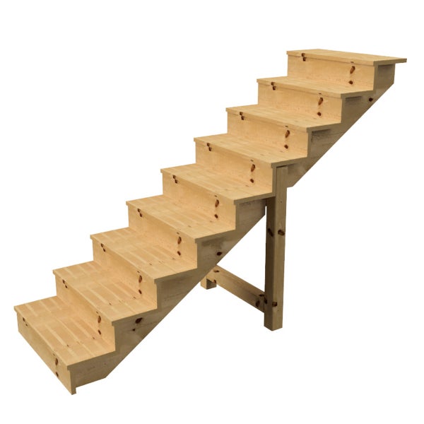 Holztreppe mit sieben Stufen für den Außenbereich