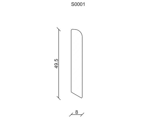 Technische Zeichnung eines Profils mit den Maßen 49,5 x 8 mm