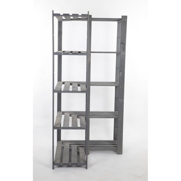 PROREGAL Eckregal Pinepeak HxBxT 170 x 85 x 38 cm 5 Fachboden 1,2 cm Dickes Kiefernholz Grau