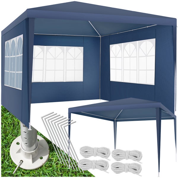 Pavillon tectake Baraban inklusive Spannseile und Heringe 3 x 3 m blau