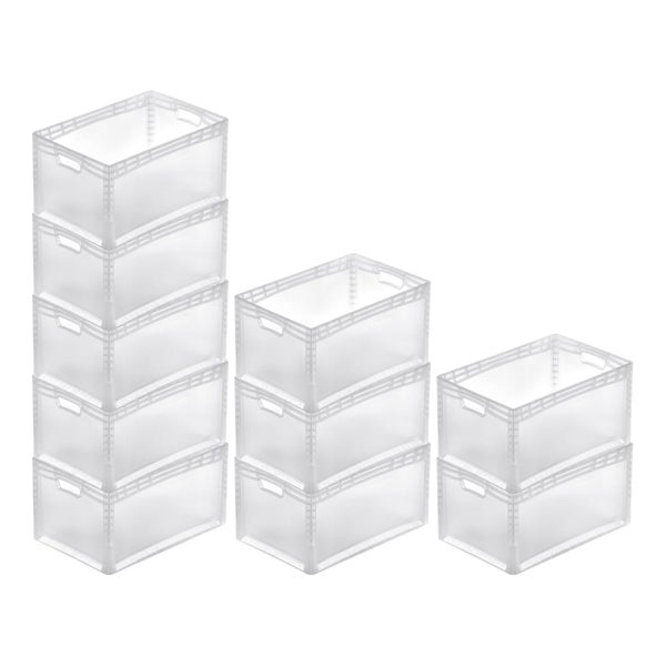 PROREGAL SparSet 10x Transparenter Eurobehälter LightLine mit Offenem Griff  HxBxT 32 x 40 x 60 cm 6,6 Liter Eurobox Transportbox