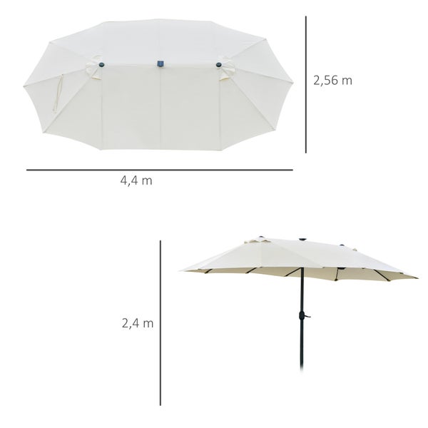 Outsunny Sonnenschirm, 256L x 440B x 240H cm, Metall, Polyester, weiß