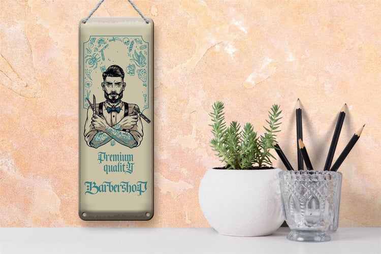 Blechschild Spruch Barbershop Premium quality 10x27cm Dekoration