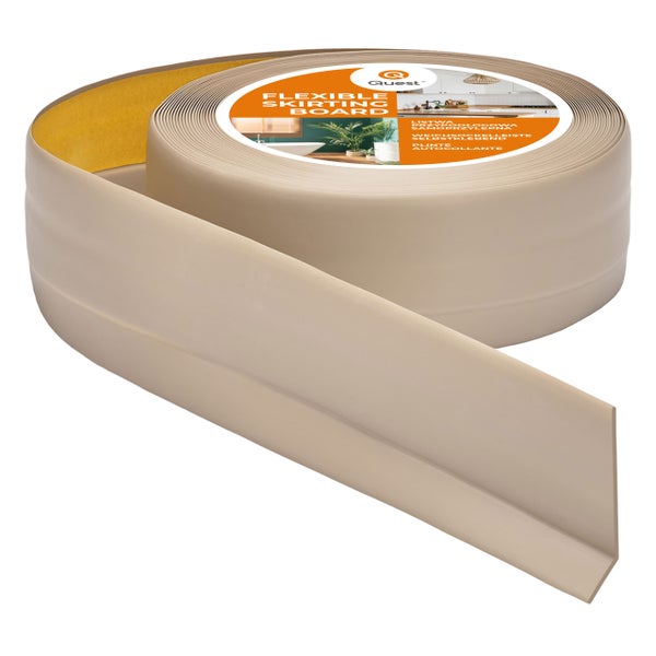 Quest Weichsockelleiste Selbstklebend 50 x 20 mm, PVC Sockelleiste, Flexibel, Beige, 25 Meter