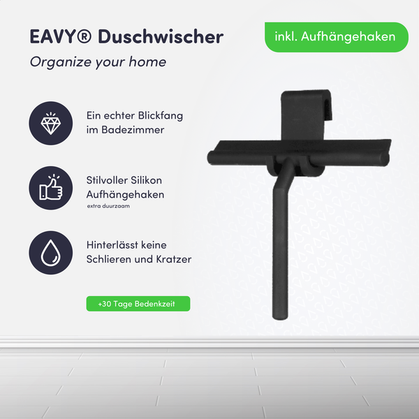 EAVY Duschabzieher Silikon Schwarz mit Aufhänghaken
