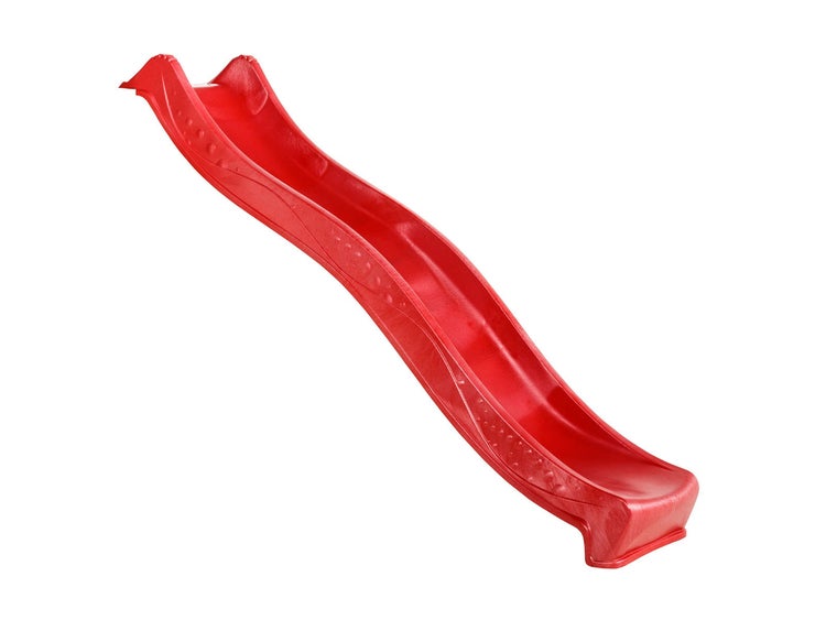 Rote Wellenrutsche aus Kunststoff.