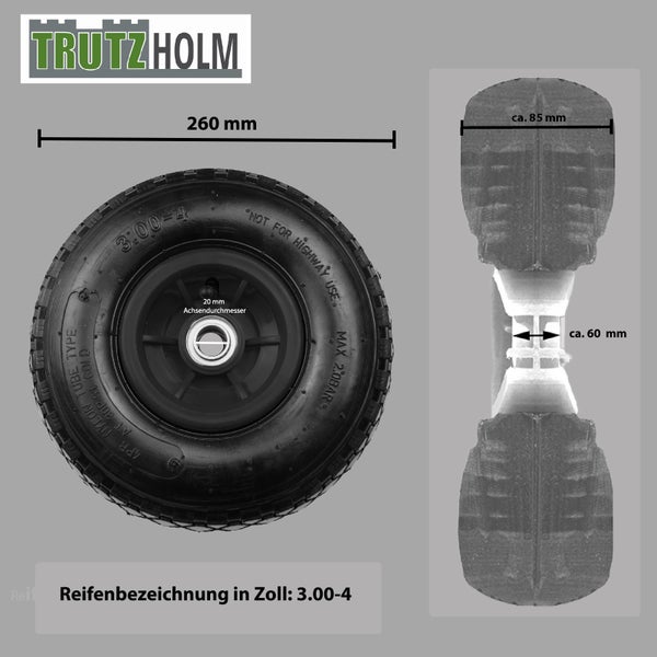 Trutzholm Sackkarrenrad mit Kunststofffelge 260 Millimeter Durchmesser und 20 Millimeter Achsdurchmesser