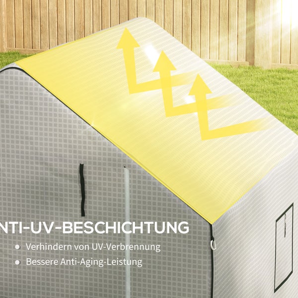 Outsunny Ersatzfolie Gewächshausfolie mit UV-Schutz, Seitenfenster, Rolltür, Ersatzabdeckung, PE-Folie für Tomatenhaus, Treibhaus, Weiß, 140 x 143 x 190 cm