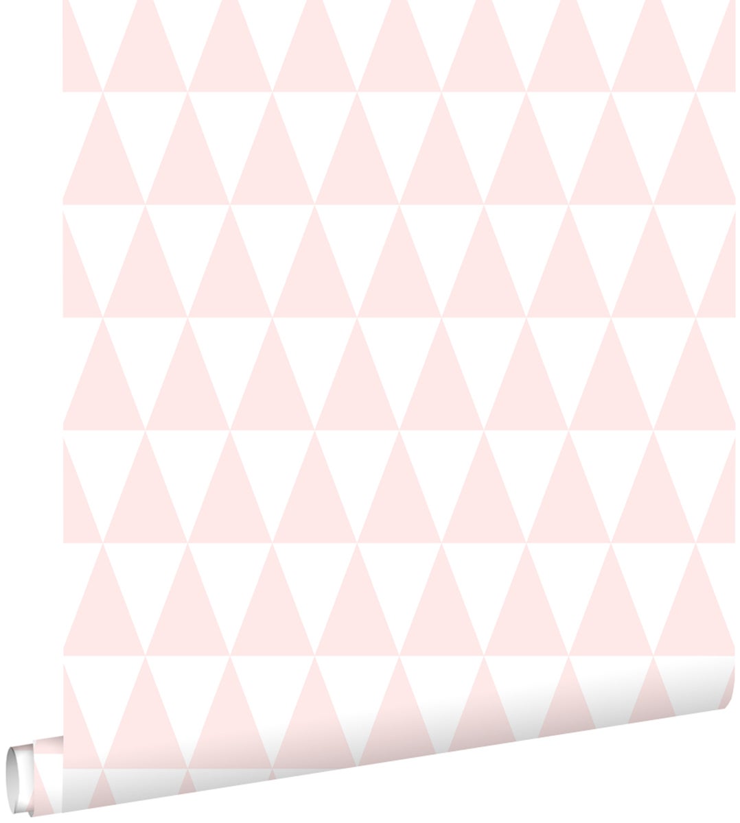 ESTAhome Tapete grafische Dreiecke Hellrosa und Weiß - 53 cm x 10,05 m - 128862