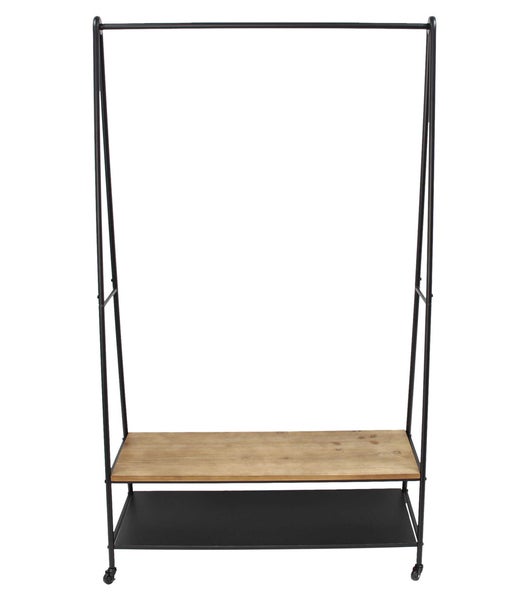FRANK FLECHTWAREN | Garderobe Mobil, 99 x 39,5 x 173,5 cm, METALL, HOLZ