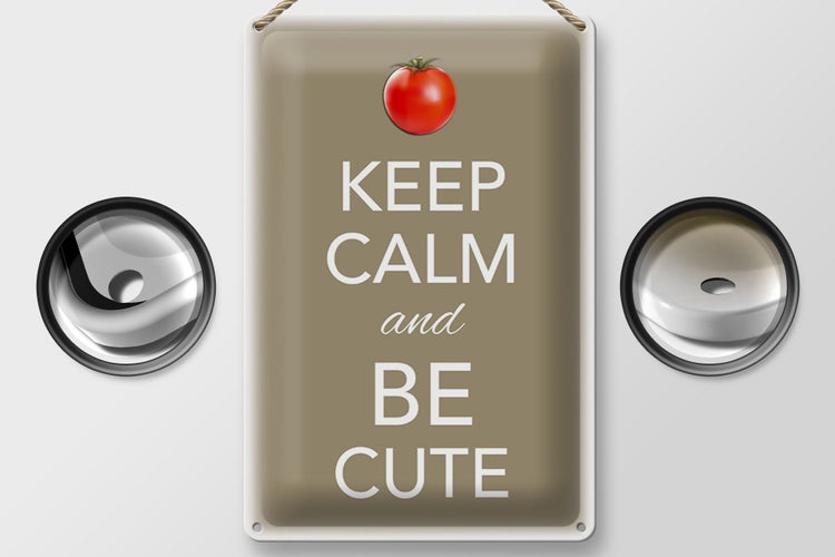 Blechschild Spruch 20x30cm Keep Calm and be cute Tomate