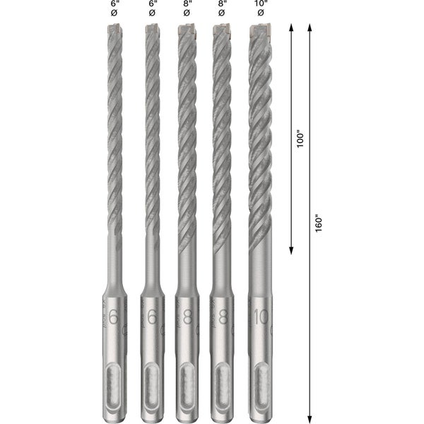Bosch PRO SDS plus-5X Hammerbohrer-Set 6/6/8/8/10 mm 5-tlg. - 2608833911