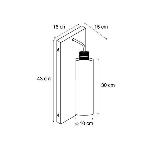 Technische Zeichnung einer Wandleuchte mit Maßangaben