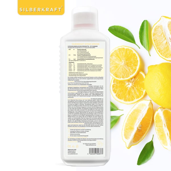 SILBERKRAFT Zitrusdünger – Für Zitronen & Co. – NPK Flüssigdünger – 1 Liter