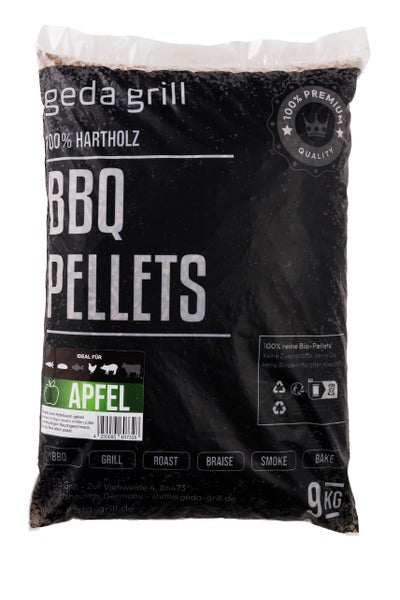 GEDA Grill Hartholz Pellets Apfel Grillpellets für Pelletsmoker, Pizzaofen, Grill und Räucherofen