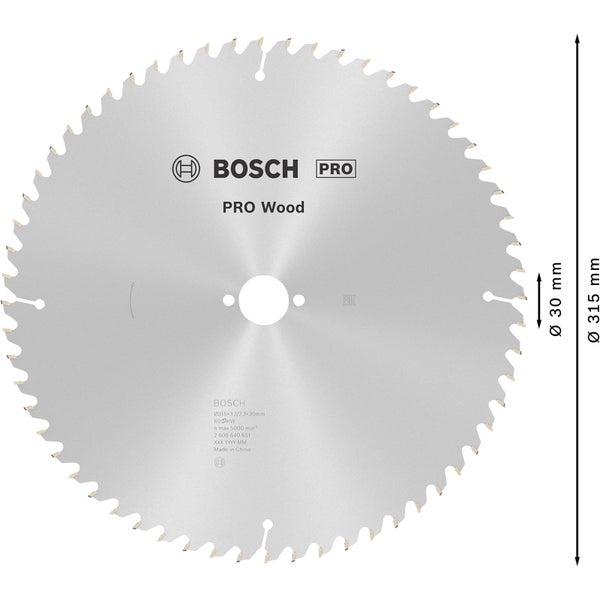 Bosch PRO Wood Kreissägeblatt 315 x 3,2 x 30 mm - 2608640651