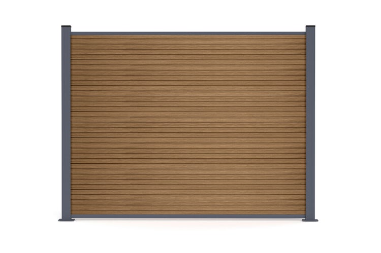 Sichtschutzelement aus Holzoptik Lamellen mit Metallpfosten