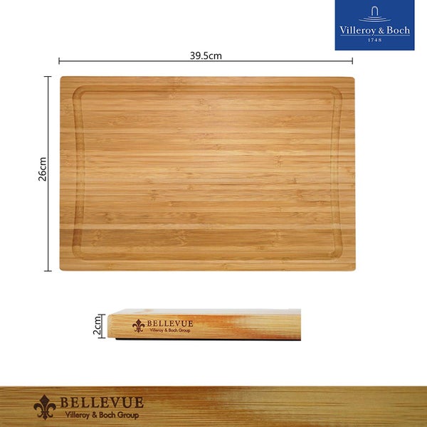 Villeroy&Boch Bambus Holz Schneidebrett, 39.5 x 26 x 2cm, mit Auffangrille, Küchenbrett