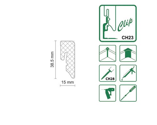 Sockelleiste KU048L1 PVC Stein Split 15x38,5x2400 mm