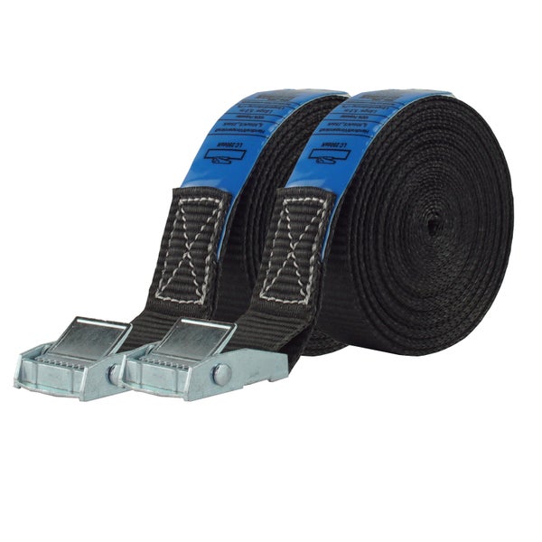 Zwei Spanngurte aus Polyester mit Klemmschloss, jeweils fuenf Meter lang