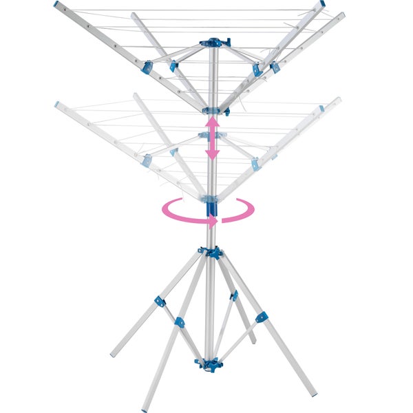 Mobile Wäschespinne tectake  102 x 102 x 160 cm aus Aluminium grau