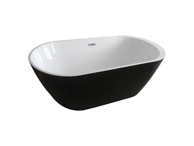 Home Deluxe - freistehende Badewanne - Design Badewanne freistehend Codo Schwarz - Maße: ca. 170 x 80 x 58 cm - Füllmenge: 204 Liter - Inkl. komplettem Zubehör