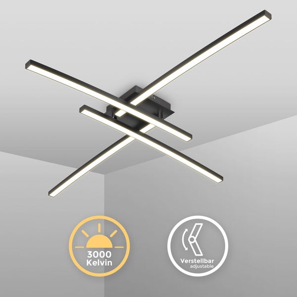 Deckenleuchte 69x49 cm - 20W, 2200lm, LED, warmweiß, schwarz