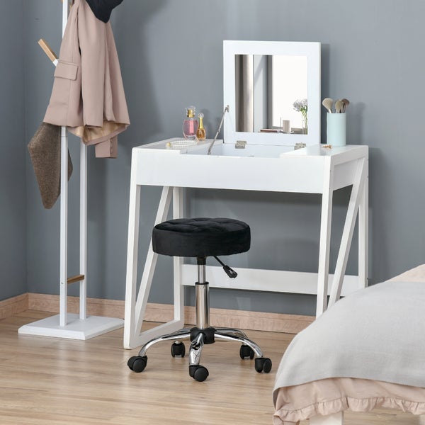 HOMCOM Salonstuhl, Ø42 x 49-61H cm, Polyester, Schwarz