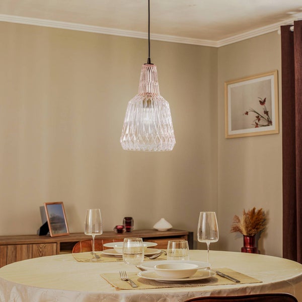Lindby Pendelleuchte Belarion (Retro, Vintage Antik) aus Glas (1 flammig E27) - Hängelampe Esstischlampe Hängeleuchte Wohnzimmerleuchte