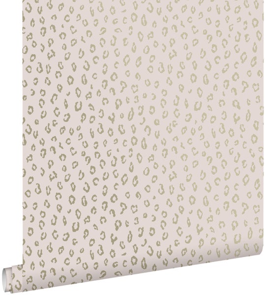 ESTAhome Tapete Leopardenmuster Hellrosa und Gold - 53 cm x 10.05 m - 139273