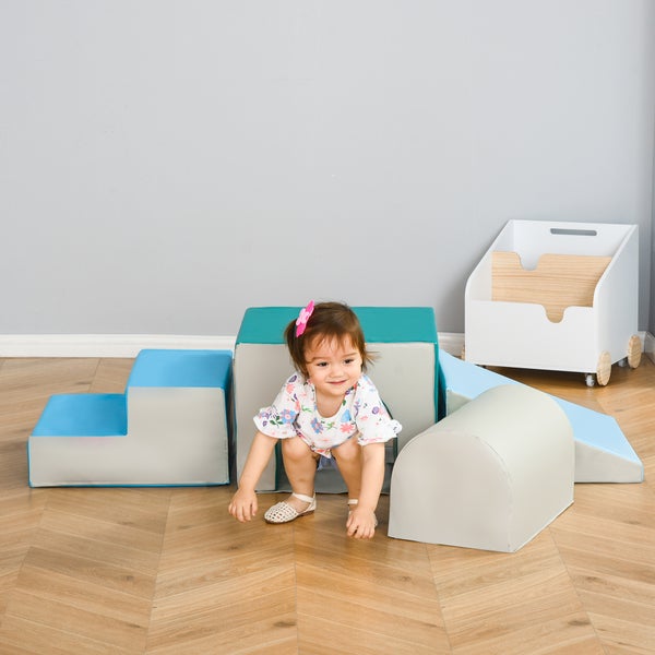 HOMCOM 2er-Set Bausteine, 150L x 50B x 39H cm, Kunstleder, EPE-Schaumstoff, Grau