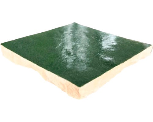 Handgefertigte Wandfliese Zellige Alhambra 36 Vert Bouteille 10x10cm glänzend