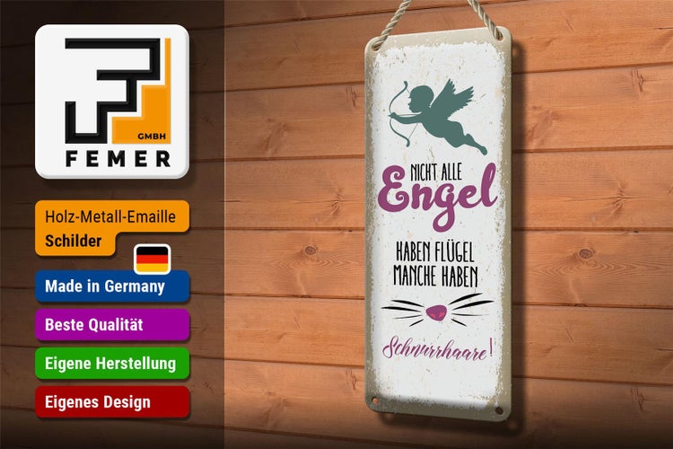 Blechschild Spruch Nicht alles Engel haben Flügel 10x27cm